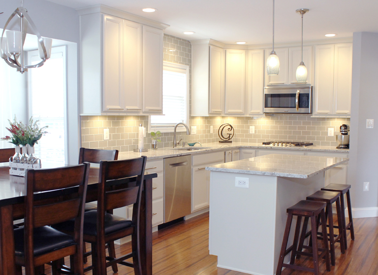 Kitchen Design, white cabinets, quartz counter tops