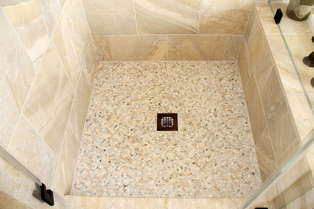 Pebble shower floor